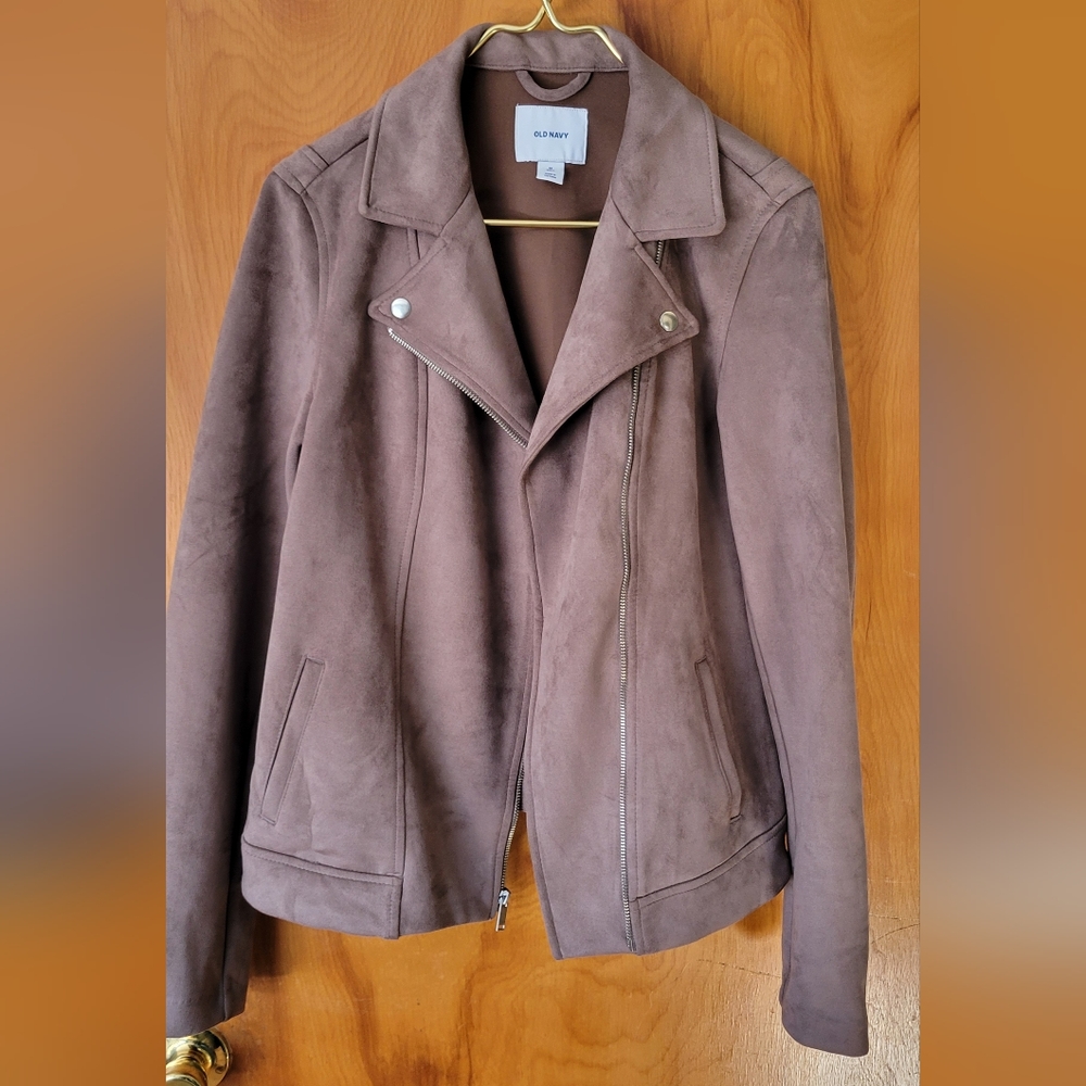 Old Navy Faux Suede Moto Jacket Size M Tall